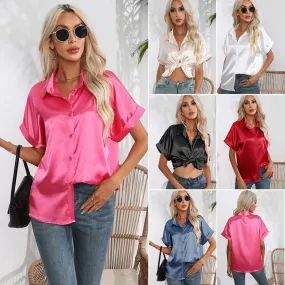 Women's Blouse Short Sleeve Blouses Simple Style Streetwear Solid Color