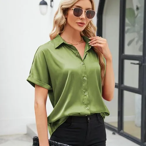 Women's Blouse Short Sleeve Blouses Simple Style Streetwear Solid Color