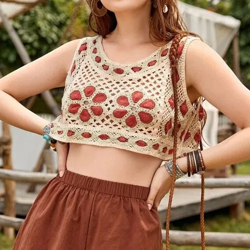 Women's New Sexy Braided Flower Vest Suspender Top