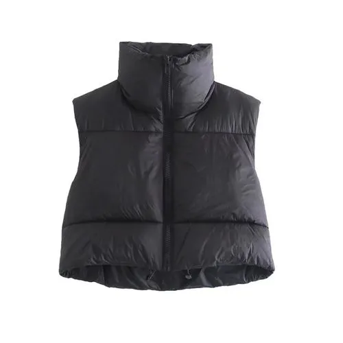 Women's Simple Style Solid Color Zipper Vest Cotton Clothes