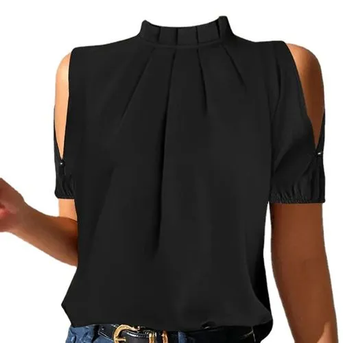 Women's T-shirt Short Sleeve Blouses Simple Style Solid Color