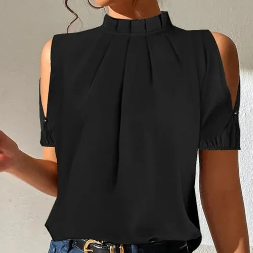 Women's T-shirt Short Sleeve Blouses Simple Style Solid Color