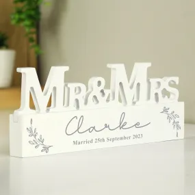 Wooden Personalized Leaf Mr & Mrs Ornament