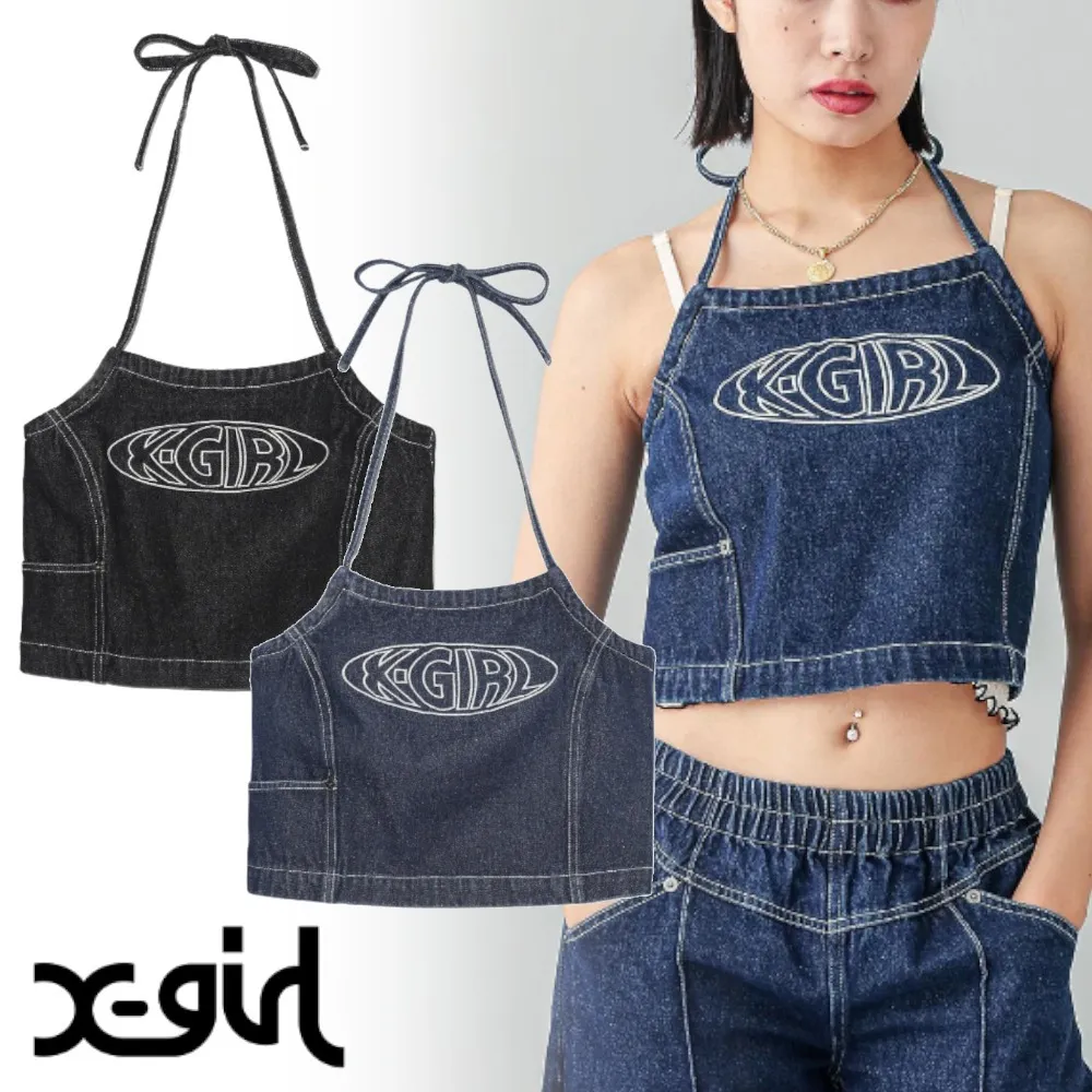 X-girl  |Casual Style Denim Nylon Street Style Plain Cotton Logo